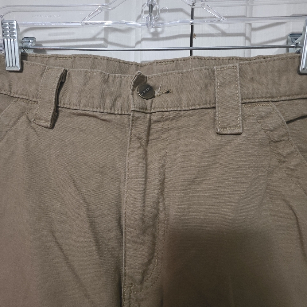 Carhartt Carpenter Dungaree Khaki Brown Workwear Pants Size 32/32 - Picture 3 of 9